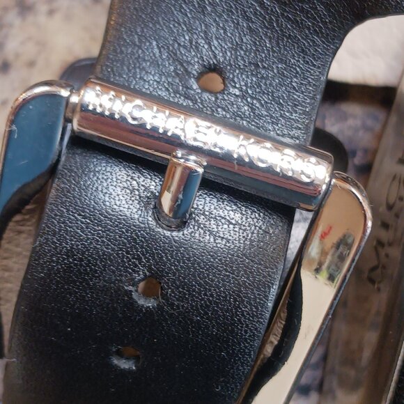 Michael Kors Carla Black Leather Platform Open Toe Cone Heels - Picture 13 of 16